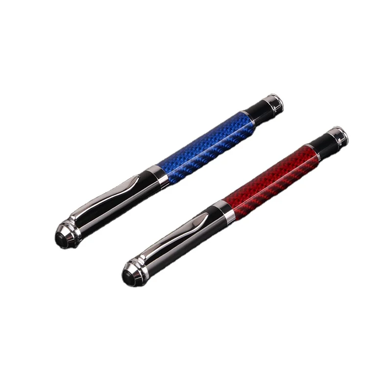 Printed Imprinted Company logo Signature Carbon Fiber Biros Roller Ball Pens for Gift Promotional Red Carbon Fiber Pen