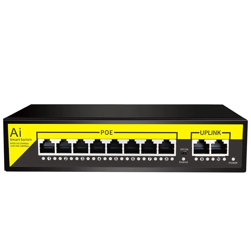 

Factory OEM ODM KuWFi POE Switch 48V 10/100Mbps Poe Ports Ethernet Switch 8 Port POE Switch