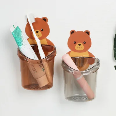 

Bear Hug Holder Cup Bathroom Punch-free Toothbrush Toothpaste Holder Brushing Drain Cup