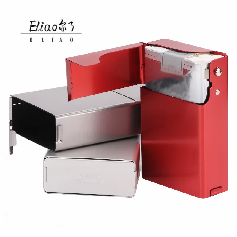 

Erliao New Cigarette Storage Box Case Push Open Aluminum Cigar Cigarette Tobacco Holder Cigarette Accessories Mix Colors, Mixed