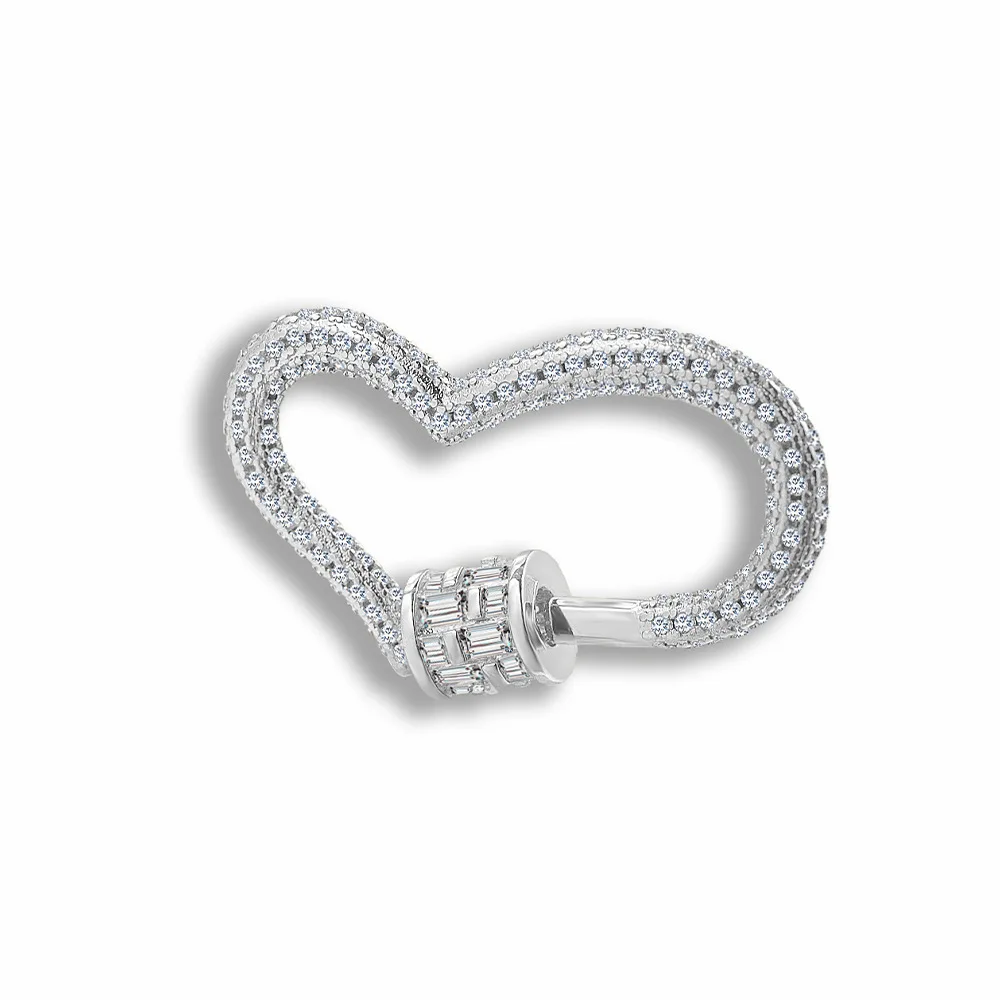 

CZ Micro Pave Heart Screw Clasp Gold Plated Oval Shape Carabiner Clasp Buckle Lock