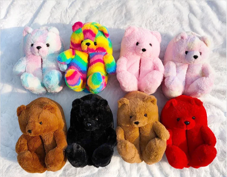 

Drop shipping e-commerce dropshipping OEM teedy bear slippers kids teddy bear slippers purple teddy bear slippers