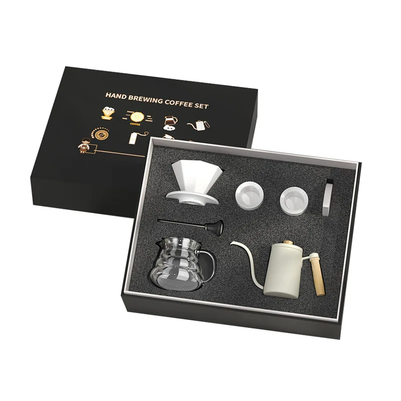 

Hensin Hand Brewed Coffee Gift Set Coffee Pot 7-Piece Holiday Gift Set Drip Kettle And Cup For Coffee Maker Utensils