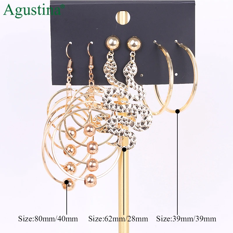 

Agustina 2020 Women gold hoop metal earrings Drop earring Fashion Earings set huggies, Golden silver black