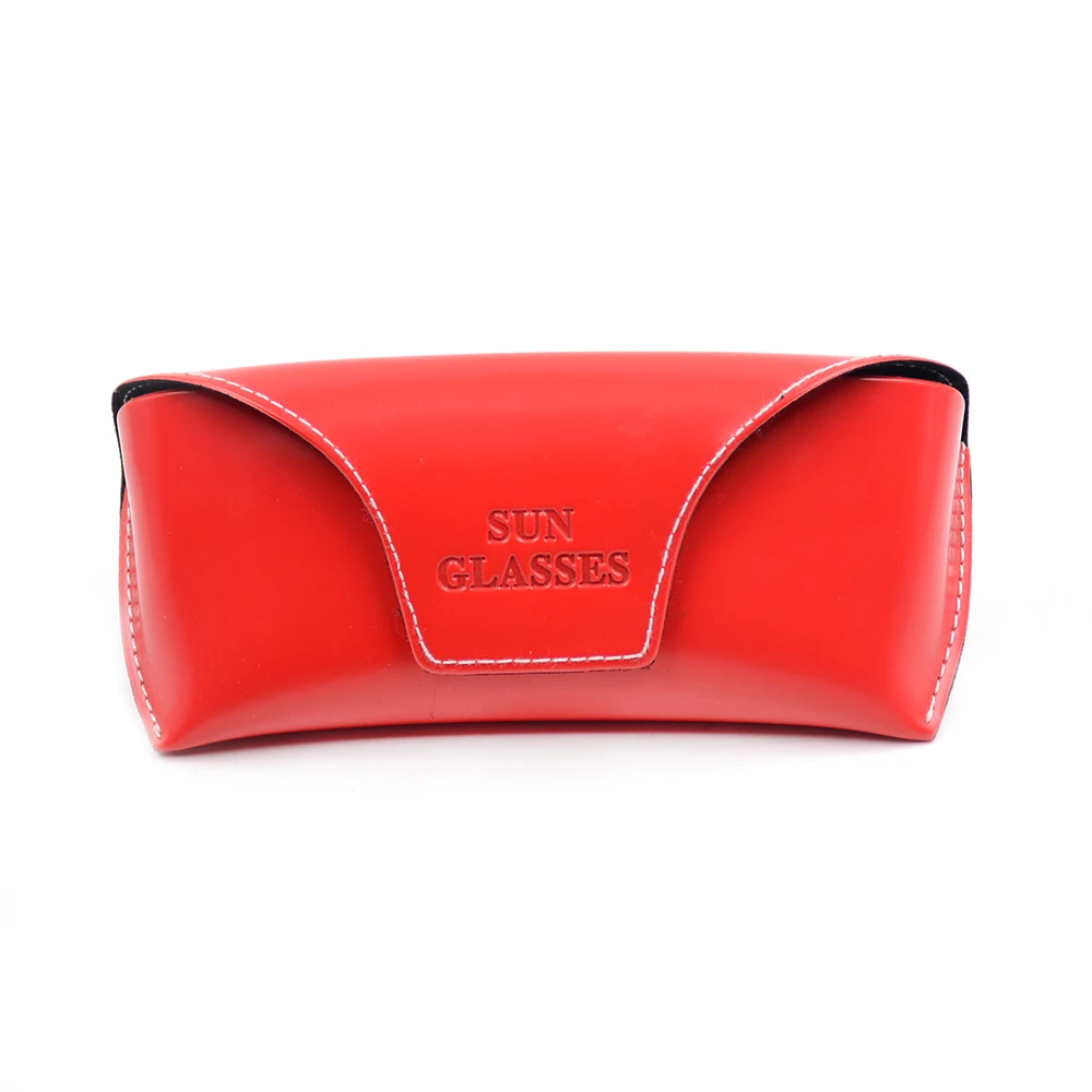 

New Model Red Soft Pu Leather Sunglasses Case With Magic Sticker