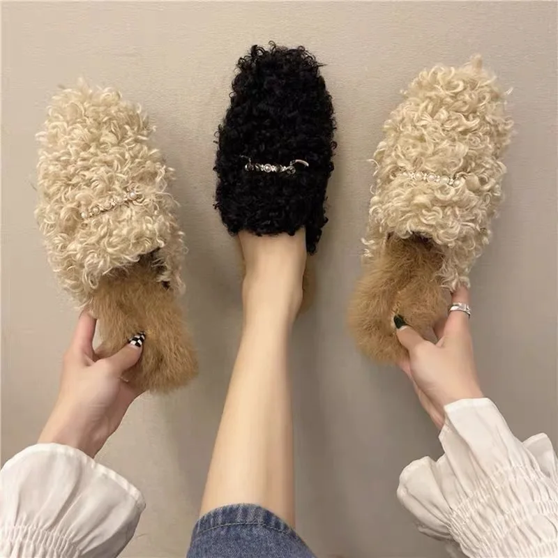 

Womens Fluffy Women's House Women Sandals Winter Wholesale Warm Teddy Bear Kids Spa Sneaker Smiley Indoor Men Faux Fur Slippers, Please contact customer service to choose your preferred color