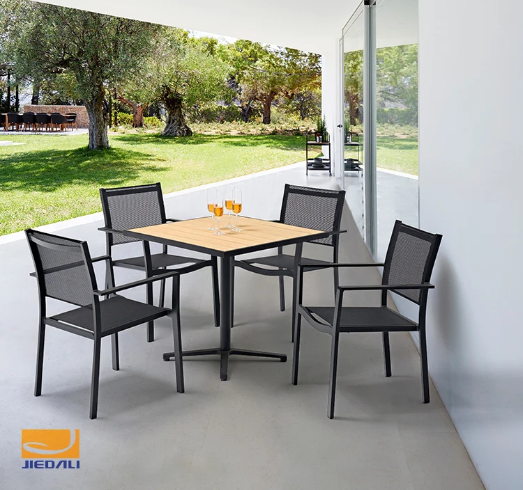 American Style Stock Outdoor Furniture Square Wooden Garden Dining Table Set.jpg