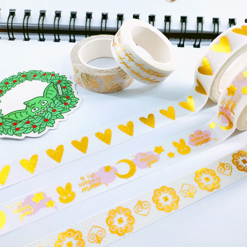 

Wholesale custom foil gold printed paper kawaii washi tape for DIY