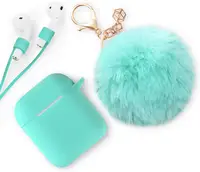

Silicone for Airpods Case 2 Set 1:1 Bluetooth Wireless Earphone Headset Cute Fur Ball for Airpod for Airpods Case Keychain