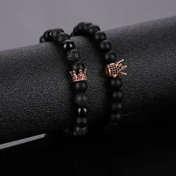 Health Care Natural Stone Micro Pave CZ Crown Bead