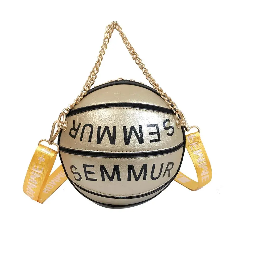 

2021 New Fashion PU Leather Popular Basketball Purse And Chain Handbags