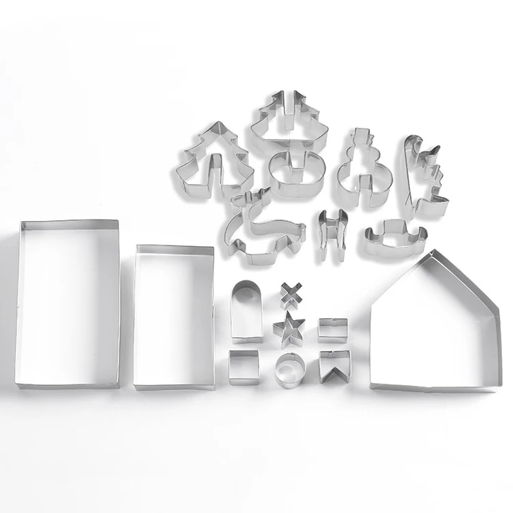 

High Quality Christmas Thanksgiving Animal Cartoon Cutter Mould Stainless Steel Kitchen Tools Cookie Cutters Set Mold 18 PCS, Sliver
