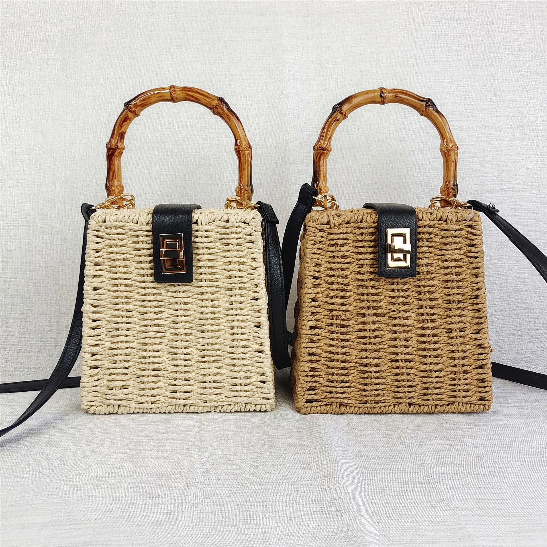 

2020 New arrivals girls box beach bags Ladies Woven Purses Straw Handbags For Women