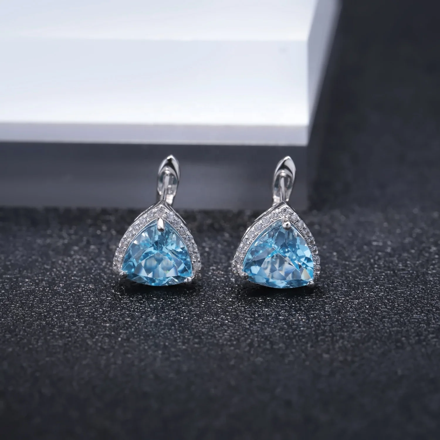 

Abiding High-end 925 Sterling Silver Natural Sky Blue Topaz Jewelry Minimalist Earrings for Women