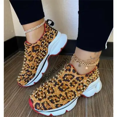 
Full rivet editing casual women shoes plus size running muffin thick heel bottomed trainer sneakers 