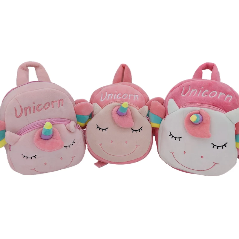 

Drop shipping Kids Plush Animal Shark Cute Unicorn Bag Plush Mini Baby Unicorn Backpack for Girls, White&pink