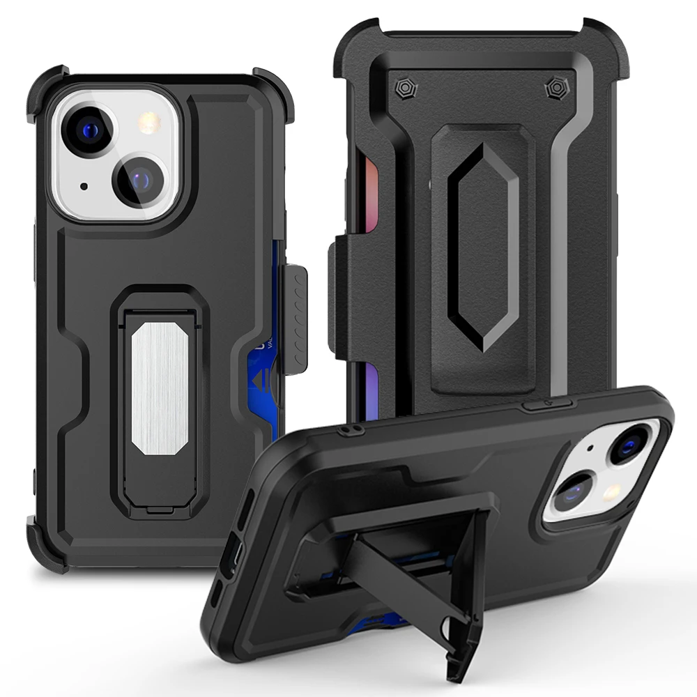 

New Design 3D Belt Clip Holster Outdoor Phone Case Car Magnetic Luxury Case For iPhone 13 Series, Red/blue/rose/emerald/black/sliver