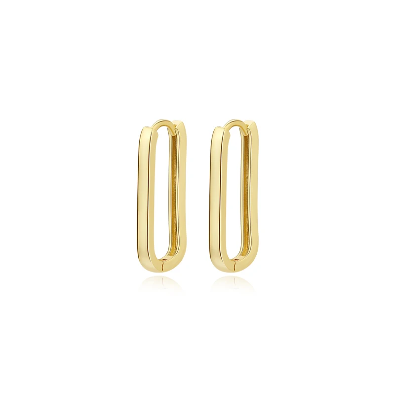 

Minimalist geometric Huggie Earrings U shape Silver 18K Gold Rectangular Hoop Earrings Jewelry Women