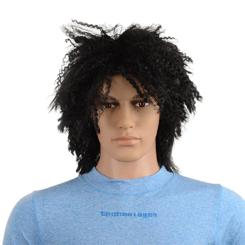 

Kinky Curly Synthetic Wig Black Men'S Personality Dress Up Kinkly Curly Wig Hair Wigs For Man Natural, 1 color