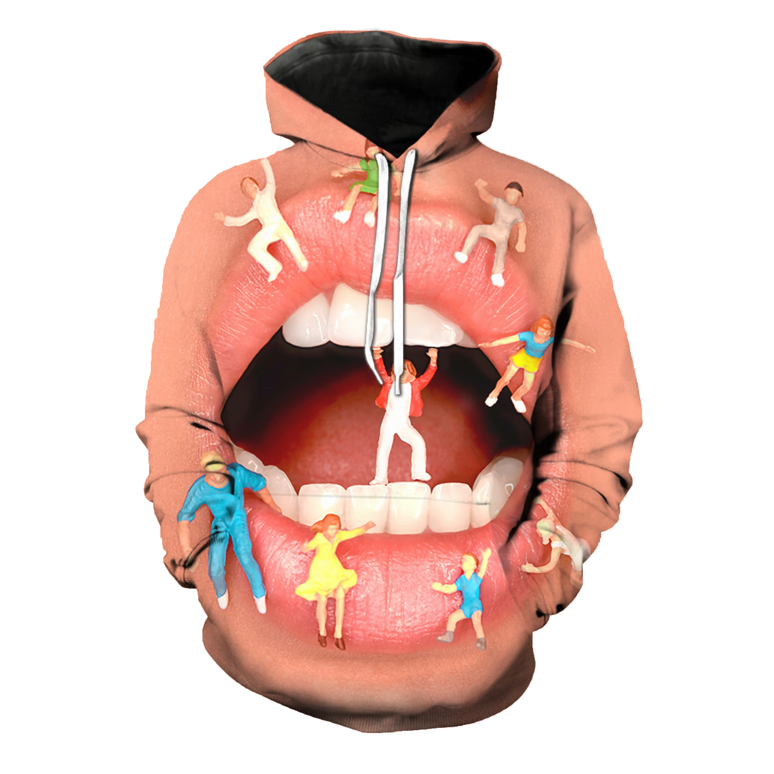

High quality pure girl hoodie pink mouth design hoodie hoodie