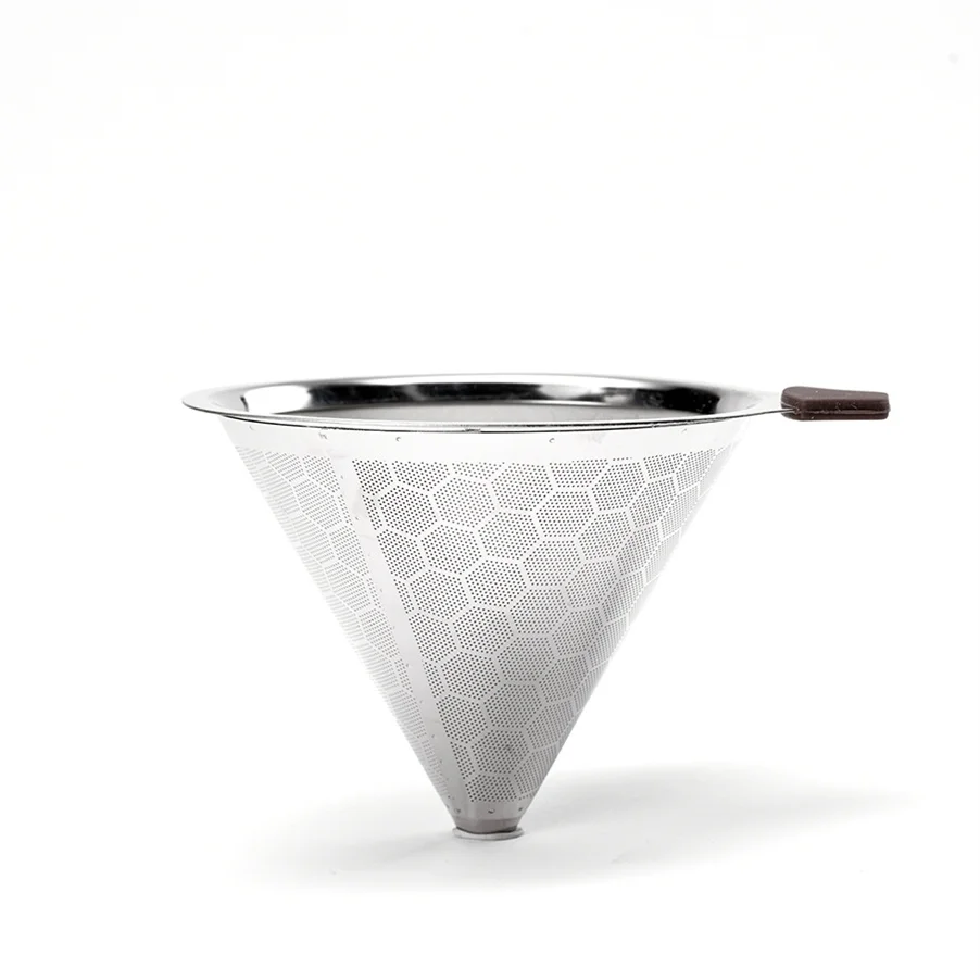 

High Quality Individual Coffee Filter Dual Stainless Steel Porta Hanging Ear Drip Coffee Filter Bag, Stainless steel color and golden