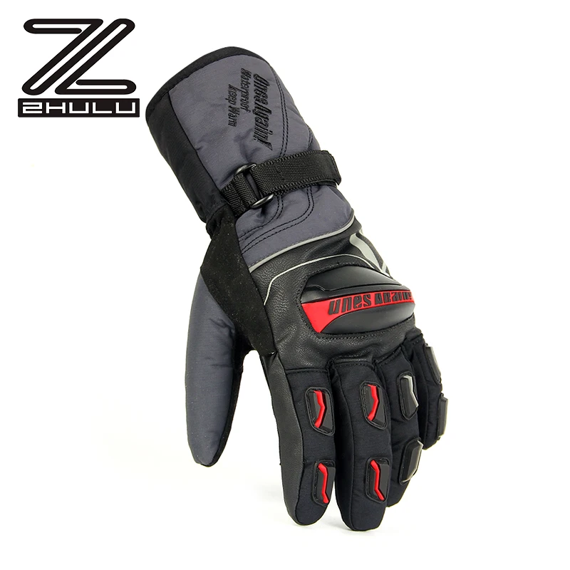 

New Arrival Winter Warm Waterproof Anti vibration Motorcycle Riding Gloves, Black red