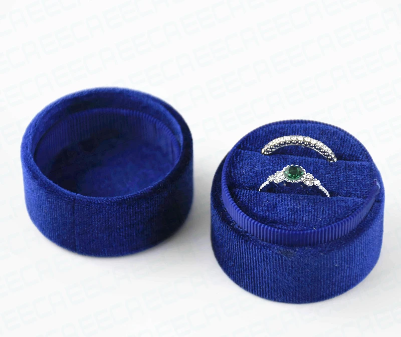 

Customizable wholesale high quality round double velvet ring box, Customized