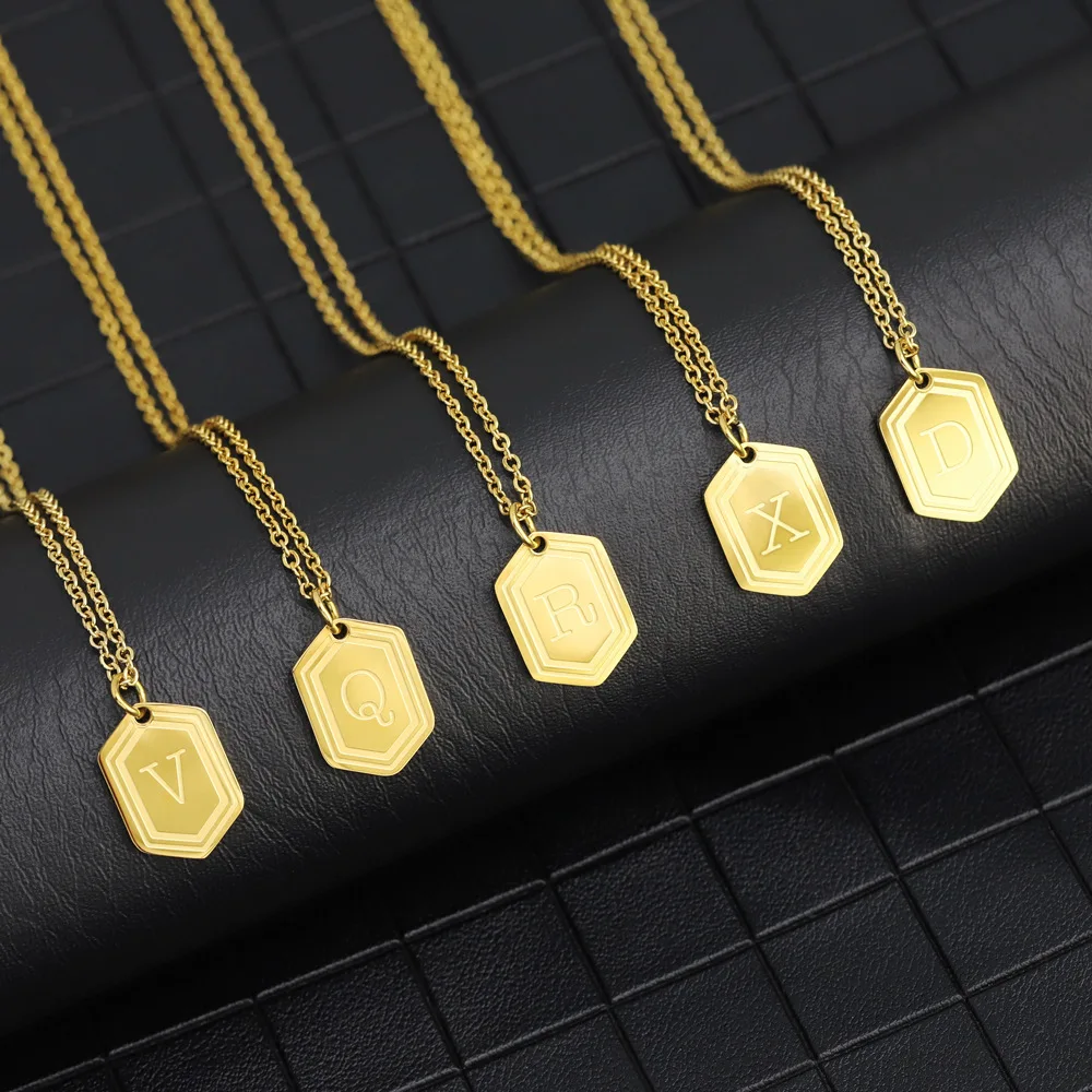 

Top Selling Stainless Steel Chain Necklace Gold Plated Stainless Steel Jewelery 26 Alphabet Stainless Steel Necklaces