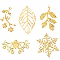 

40pcs Craft Hollow Leaf Flower Pendant Gold Charm Filigree Jewelry Making Plated Vintage DIY Pendant Necklace Jewelry Making