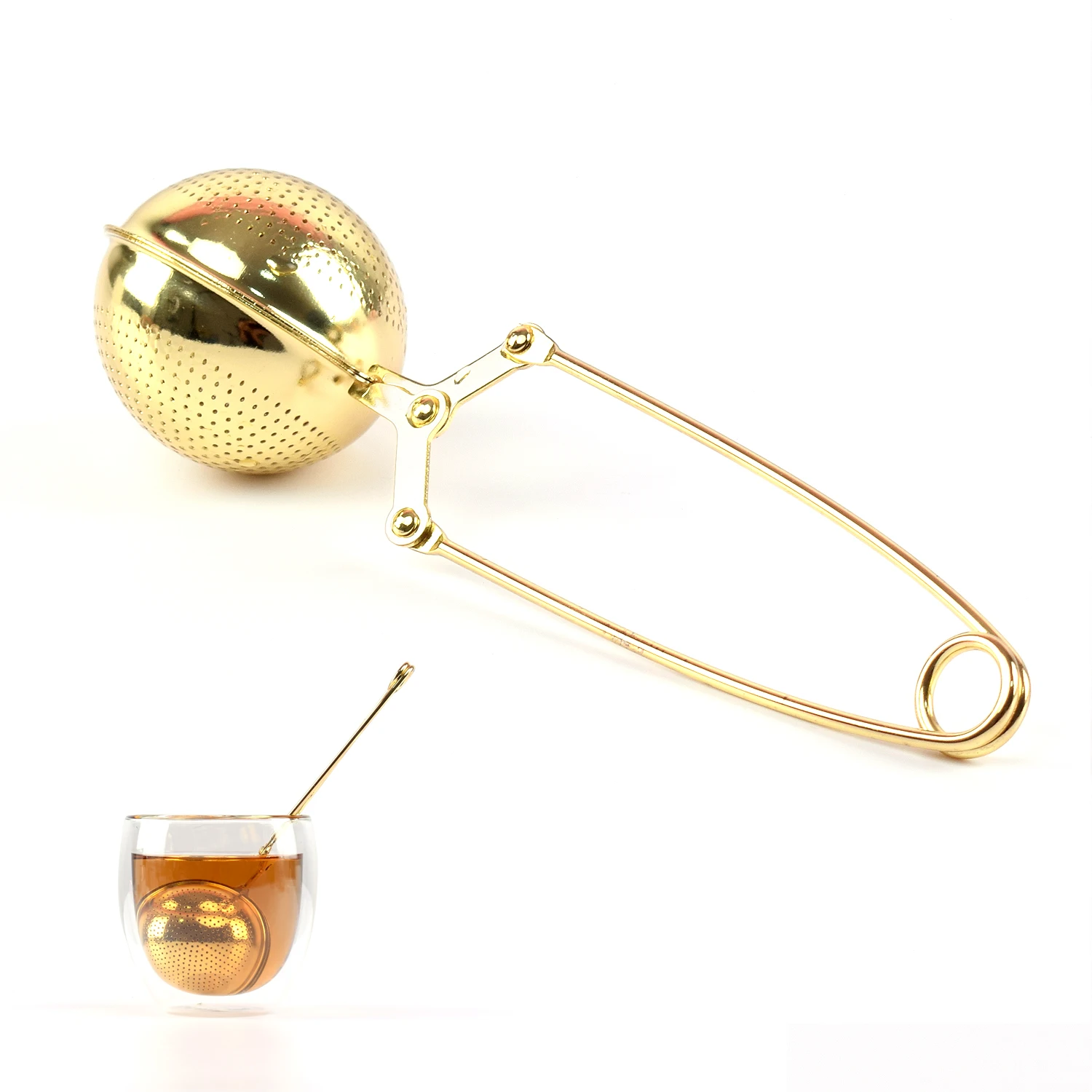 

Wholesale Gold Stainless Steel Tea Infuser Ball with Extra Small Holes