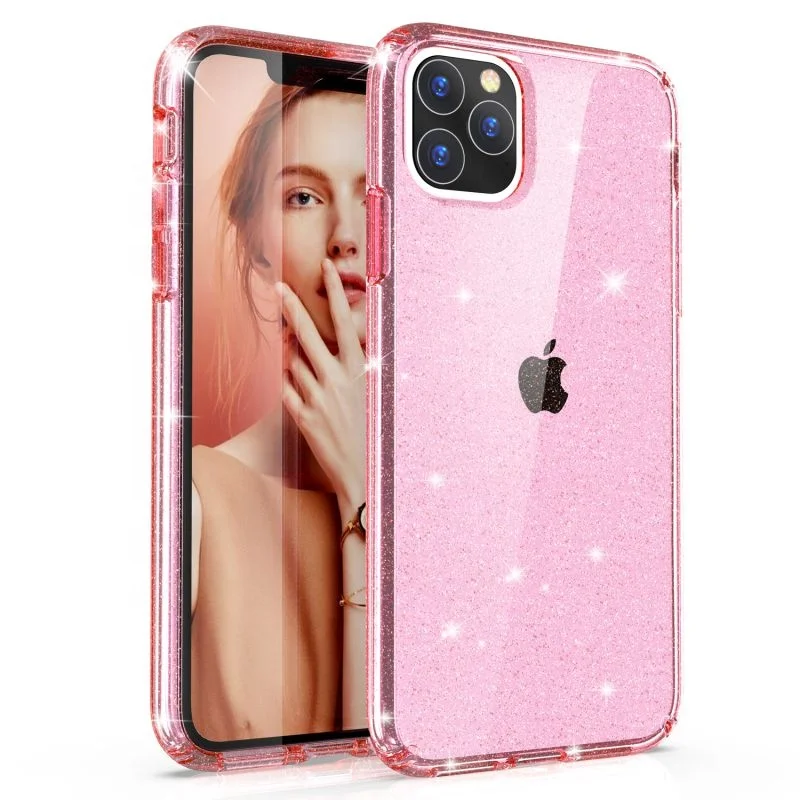 

Wholesale Design OEM TPU PC Glitter Shining Mobile Phone Case for iPhone 11 Slim Clear Phone Cover for iPhone 8 7 6 Xs, Multi colors