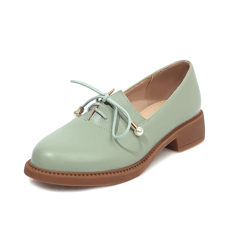 

new round head lace-up Sewing thread Light weight Low Heel Leisure shoe