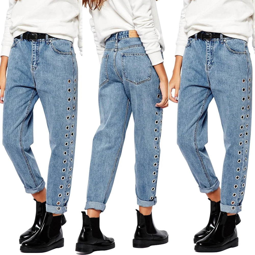ladies blue ripped jeans