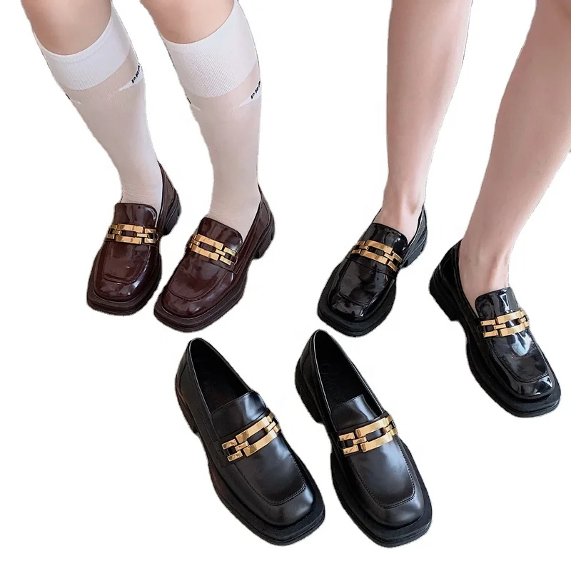 

113048 British style small crowd platform French style vintage single shoes 2021 summer platform women shoe