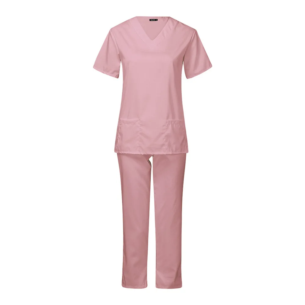 

Hot Sale Cheap Polyester Wholesale Breathable Medical Pink Scrubs Set from China Hospital Jacket Uniform Soft Fabric Nurse Scrub, Customized color