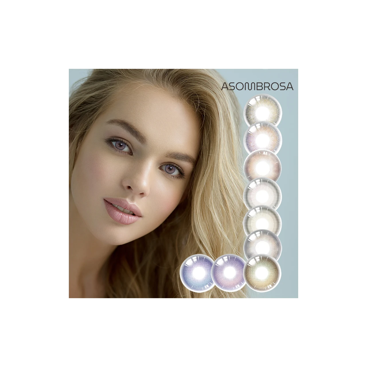 

ASOMBROSA Bebe Hot Prescription Big Eye 14.2mm Gray Purple Brown 3 Tone Yearly Soft Colored Cosmetic Power Contact Lenses, 9 colors