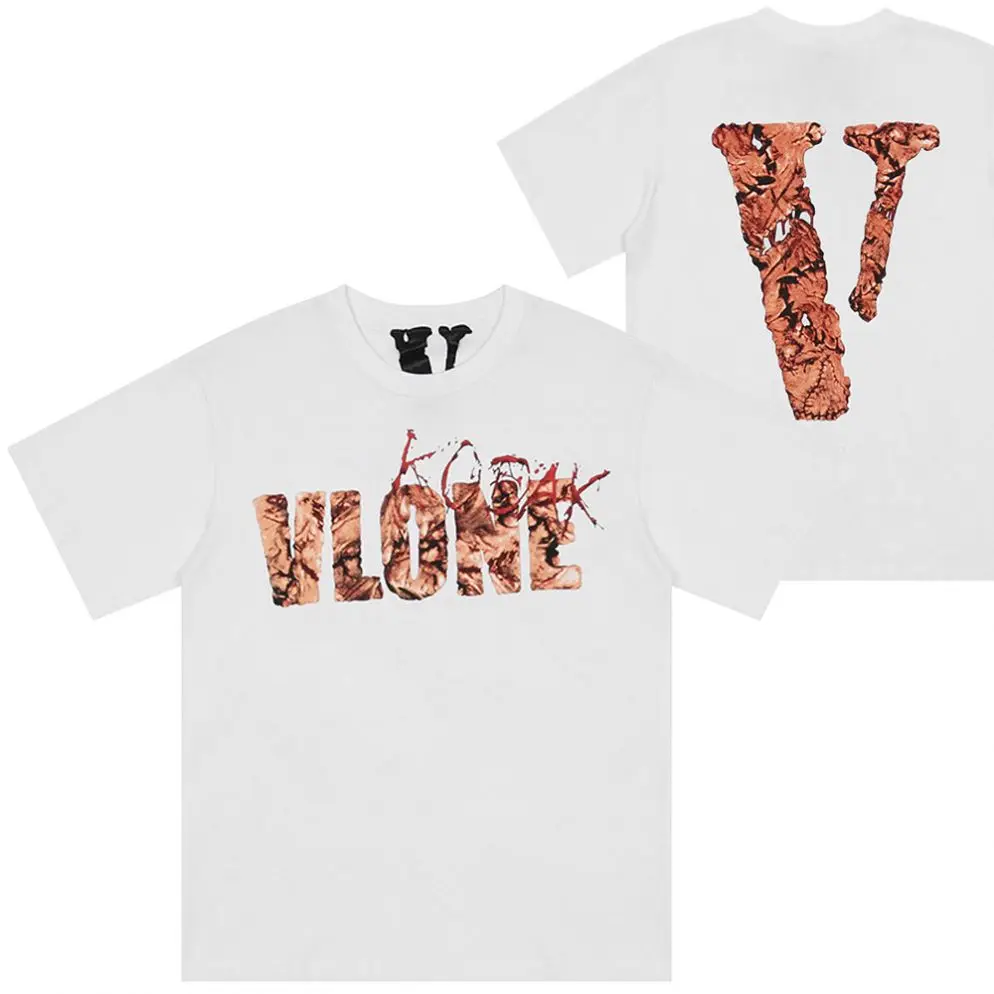 

BW 2021 New V LONE Big V Printing Short Sleeved T-Shirt for Men and Women Couples Loose V Lone, White&black