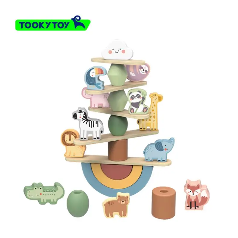 

Children's Wooden Stack Music Early Education Cognitive Toy Building Block Animal Balance Mongolian Educational Toy