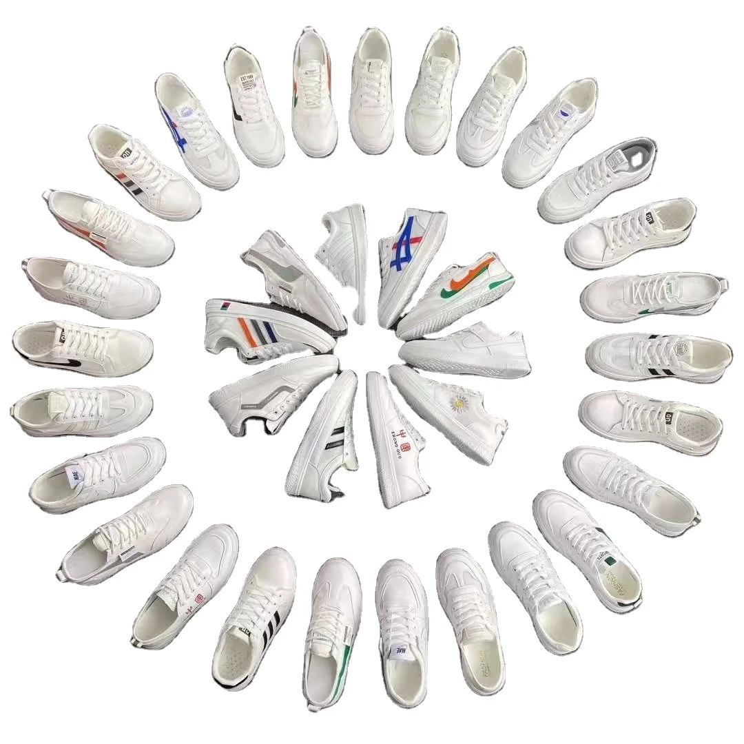 

2021 Bulk Wholesale Men Canvas Sports Casual Male Sneakers Mixed Type White Stock Shoes, Multi-color