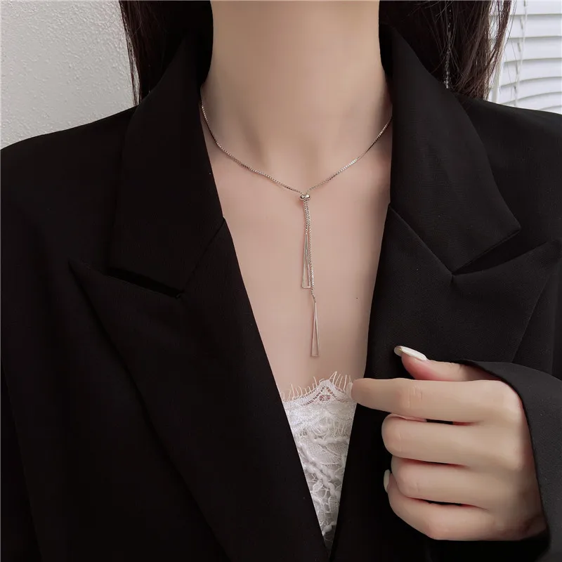 

Fringe Necklace Female 2021 New Fashion Trendy Light Luxury Niche Geometric Simple High Sense Temperament Clavicle Chain Necklac