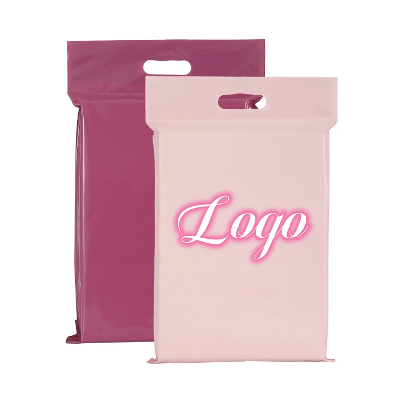 

Custom pink poly mailer with handle courier packaging bag purple polymailer customized shipping mailing bags for clothing