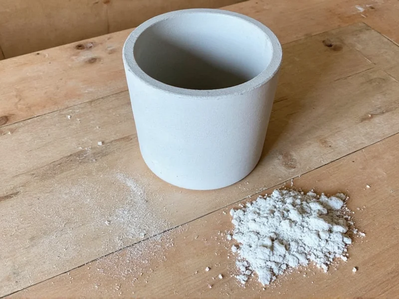 DIY cement planter materials setup on workbench