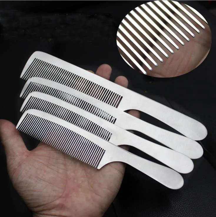 
JDK Professional Titanium Steel Metal Comb Hair Cutting Trim Hair Hairdressing High Strength Stainless SteelComb for Barbers 