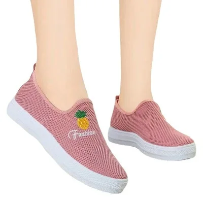 

Autumn new women's mesh shoes breathable soft sole mother's single shoes lazy shoes student, Black