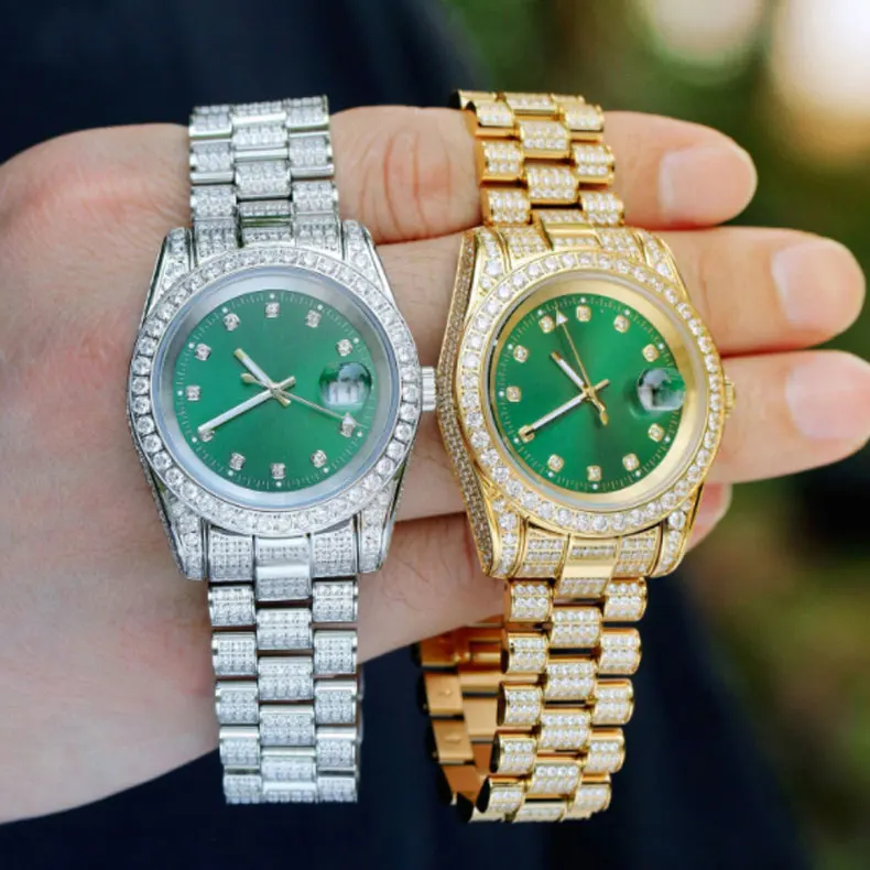 

Hot sell Hiphop fashion quartz watch men gold luxury diamond watches men hip hop Relogio Masculino