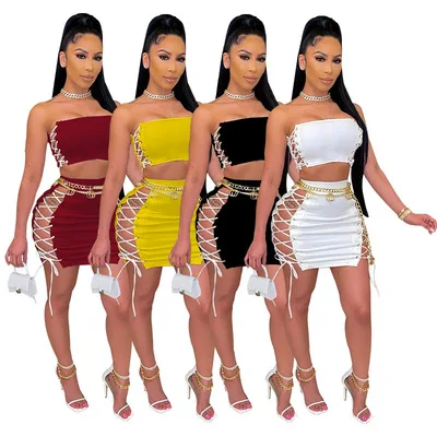 

B34943A 2020 Newest Summer dress style cute sexy 2 pcs dress set