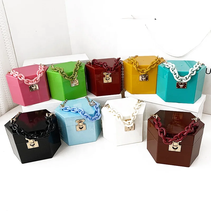 

2021 Fashion Cute Crossbody Shoulder Chain Purse Bags Women Clutch Acrylic Jelly Ladies Bag