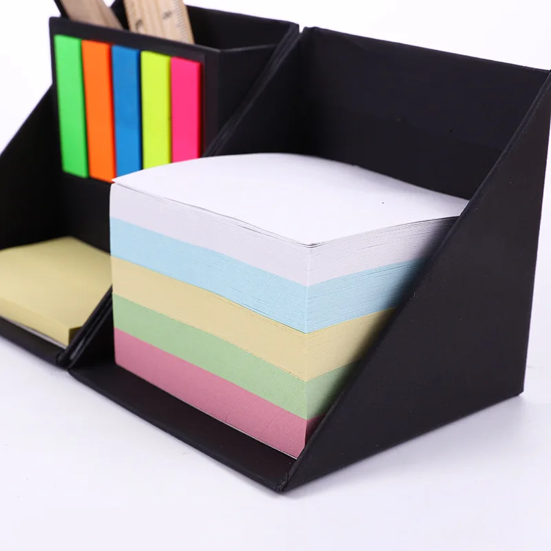 Foldable Cube Memo Pad Box,Multifunction Sticky Note Set With Pen
