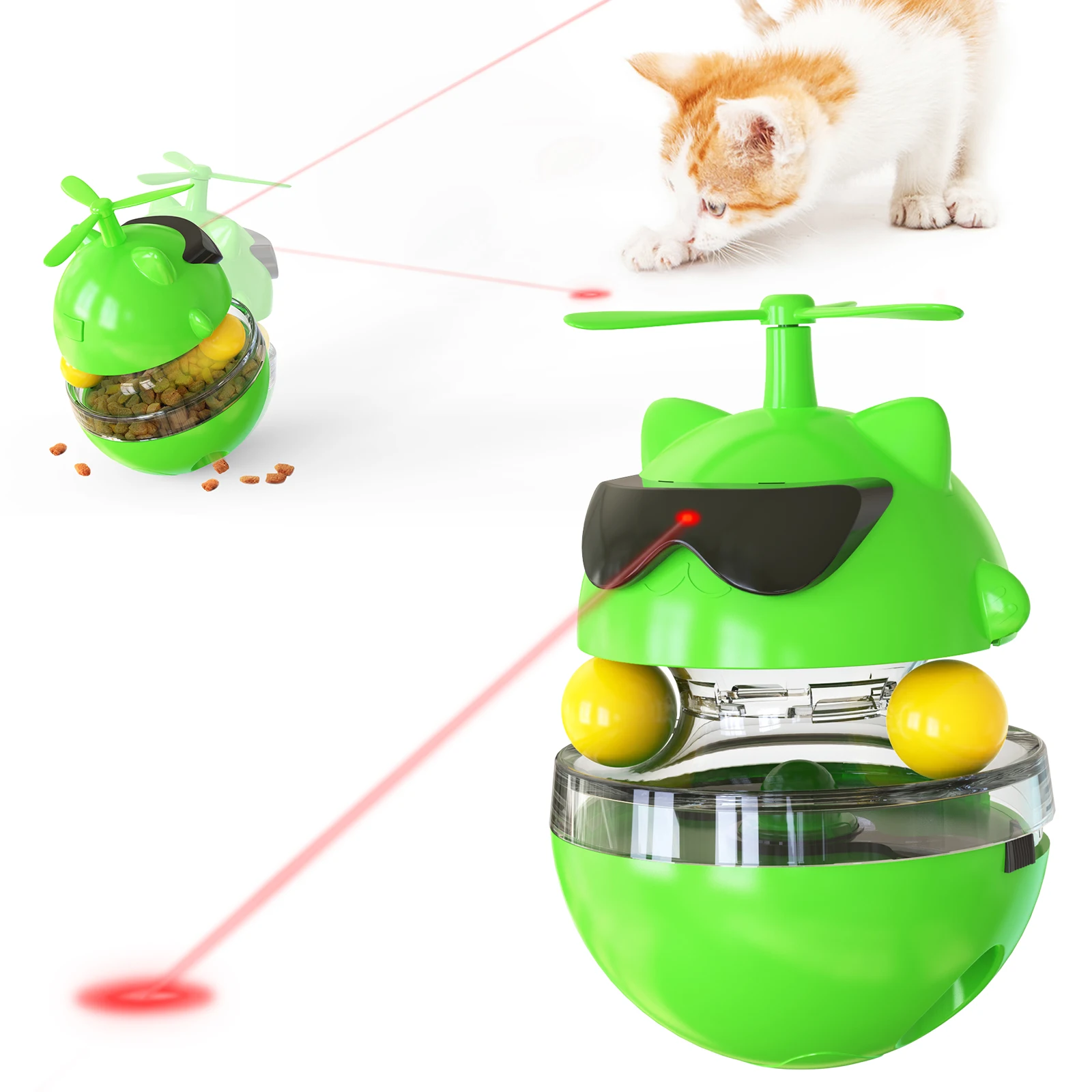 

ZMaker Laser Tumbler Cat Windmill Leaky Food Ball Tickle Cat Wheel Toy