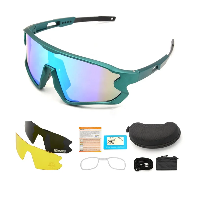 

Polarized Sports Sunglasses Cycling Tr90 Frame with 3 Interchangeable Lenses UV400 Protection for Men Women Sport Glasses